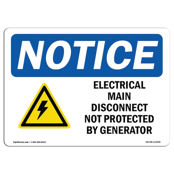 OSHA Notice Sign, 3.5" H, Electrical Main Disconnect Not Sign With Symbol, Landscape, 10PK